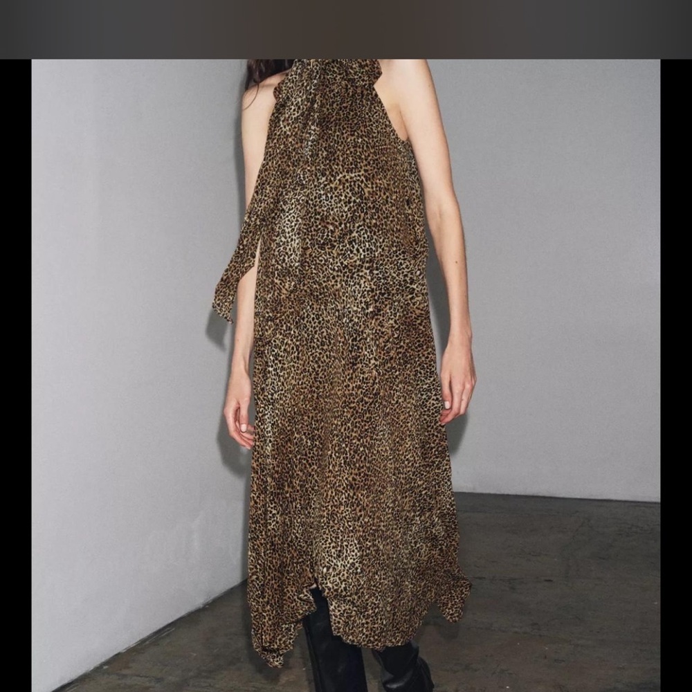 Zara Leopard Print Halter Dress